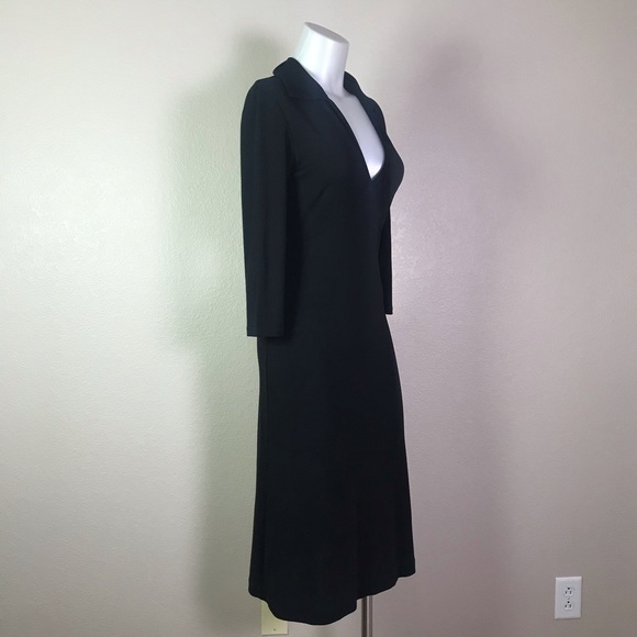 BANANA REPUBLIC BLACK STRETCH 3/4 SLEEVE DRESS - Picture 2 of 7